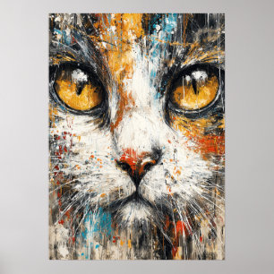 Abstrakter expressionistischer Katzenporträt moder Poster