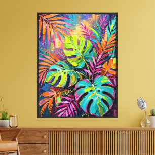 Abstrakter Expressionistischer Neon-Dschungel-Lein Leinwanddruck