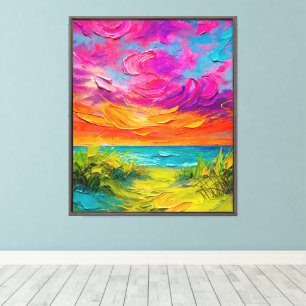 Abstrakter expressionistischer Ozeansonnenuntergan Leinwanddruck