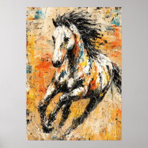 Abstrakter expressionistischer Pferde-Malerei Dyna Poster