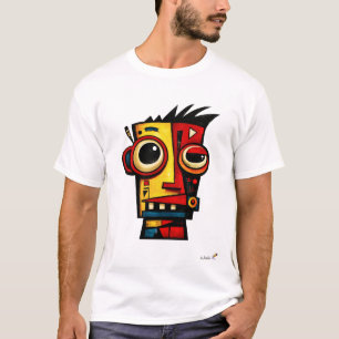 Abstrakter Expressionistischer Roboter Geometrisch T-Shirt