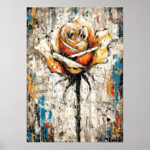 Abstrakter expressionistischer Rosenmalerei modern Poster