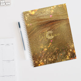 Abstrakter Extravaganter Trendy Gold Glitzer Name Planer