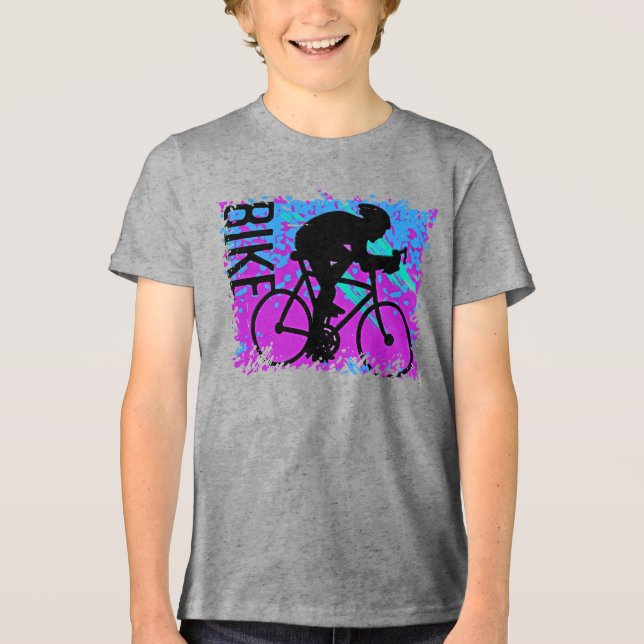 Abstrakter Fahrradfahrer Tri-Blend Shirt (Vorderseite)