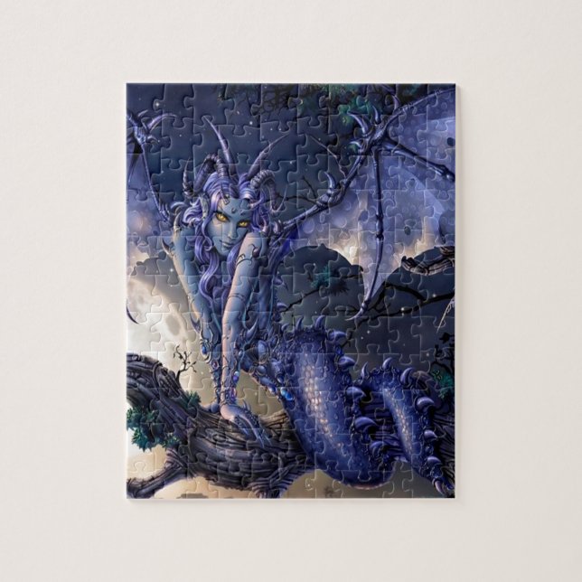 Abstrakter Fantasie-Drache-Mädchen-Flirt (Vertikal)