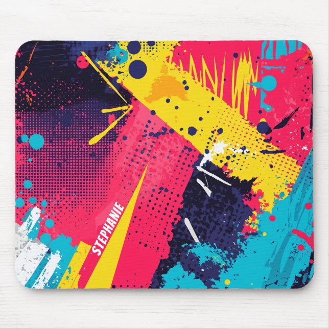 Abstrakter Farbabstrich im Retro-Comic-Stil (2) Mousepad (Vorne)