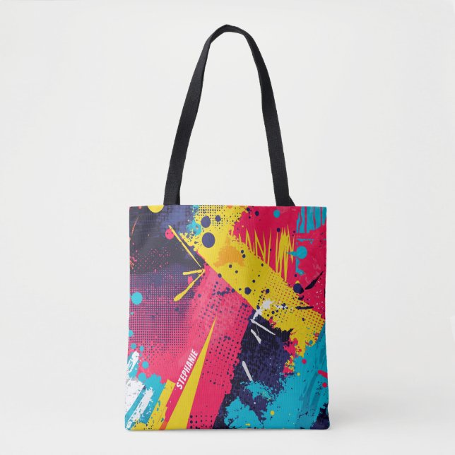 Abstrakter Farbabstrich im Retro-Comic-Stil (2) Tasche (Vorderseite)