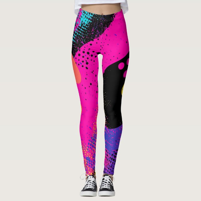 Abstrakter Farbabstrich im Retro-Comic-Stil (3) Leggings (Vorderseite)