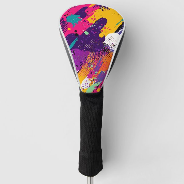 Abstrakter Farbabstrich im Retro-Comic-Stil (5) Golf Headcover (Vorderseite)