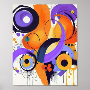 Abstrakter Farbblock Poster im Mid-Century-Modern-