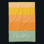 Abstrakter Farbblock Streifen Orange Minze Name Geschirrtuch<br><div class="desc">Niedliches,  helles und buntes Küchenhandtuch! Dieses einfache Muster weist farbenverstopfte Formen in einer trendigen Palette von Süßpastellfarben auf,  darunter Orange,  Aqua und Gelb. Personalisiert es mit deinem Namen!</div>