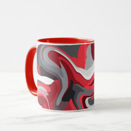 Abstrakter Farbdurchsatz in Rot, Weiß und Grau Tasse