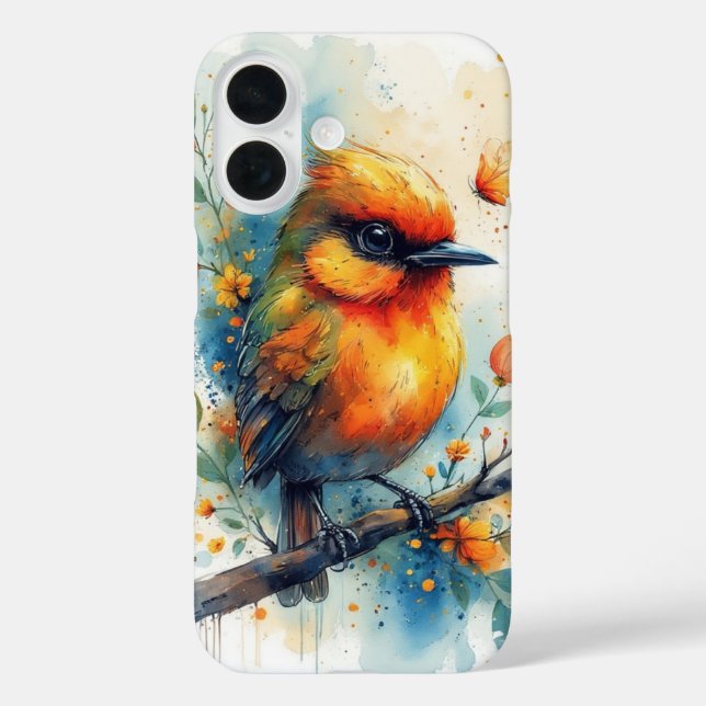Abstrakter farbenfroher Vogel iPhone 16 Hülle (Rückseite)