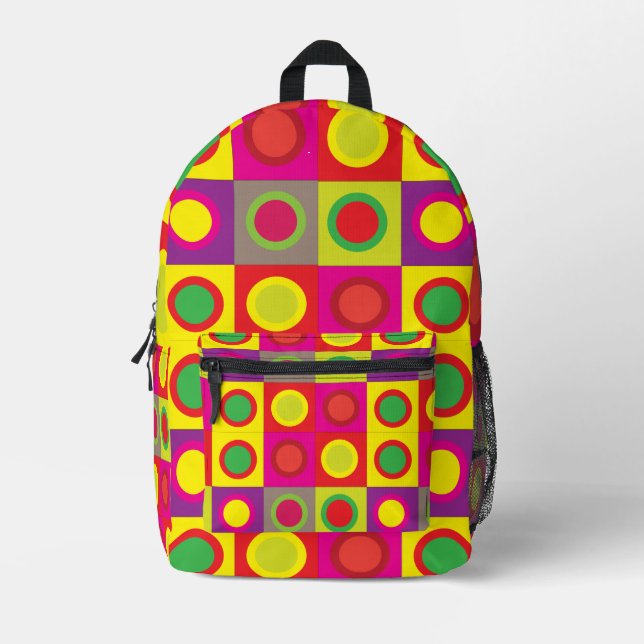 Abstrakter, farbiger Circle Square Nahtloses Muste Bedruckter Rucksack (Vorderseite)