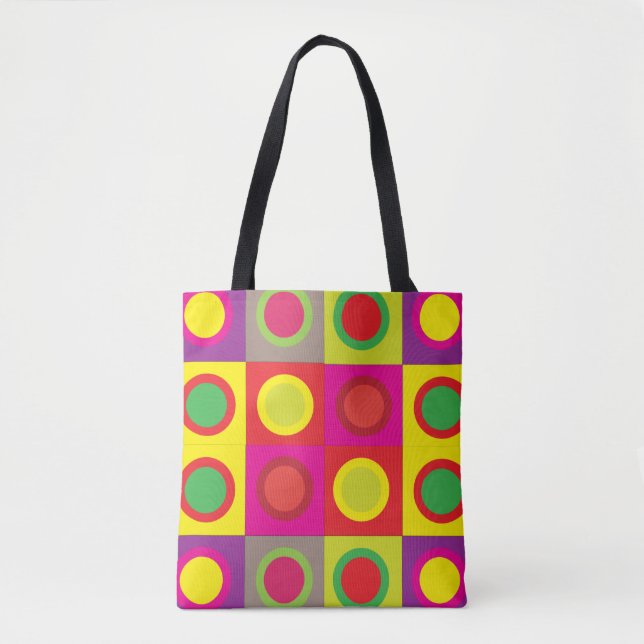 Abstrakter, farbiger Circle Square Nahtloses Muste Tasche (Vorderseite)
