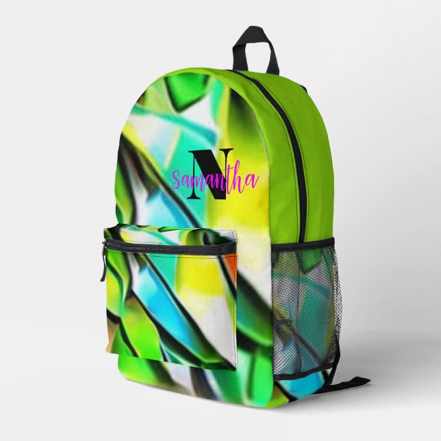 Abstrakter, farbiger, grafischer Personalisierter  Bedruckter Rucksack (Rückseitige Ecke Rechts)
