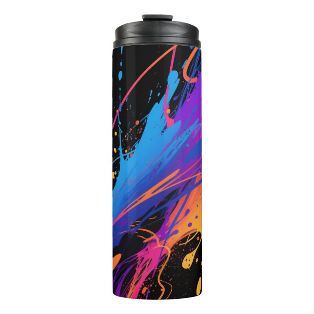 Abstrakter farbiger Spritzer Hintergrund Thermosbecher (Vorderseite)