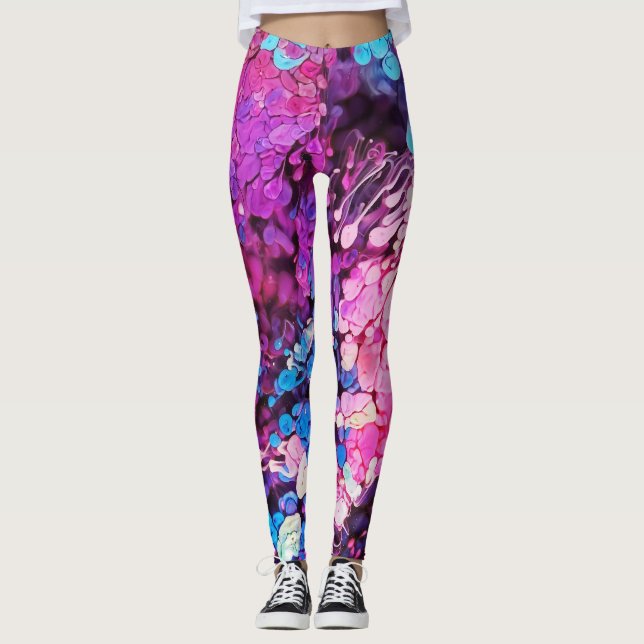 Abstrakter farbiger Spritzer Paint Rainbow Version Leggings (Vorderseite)