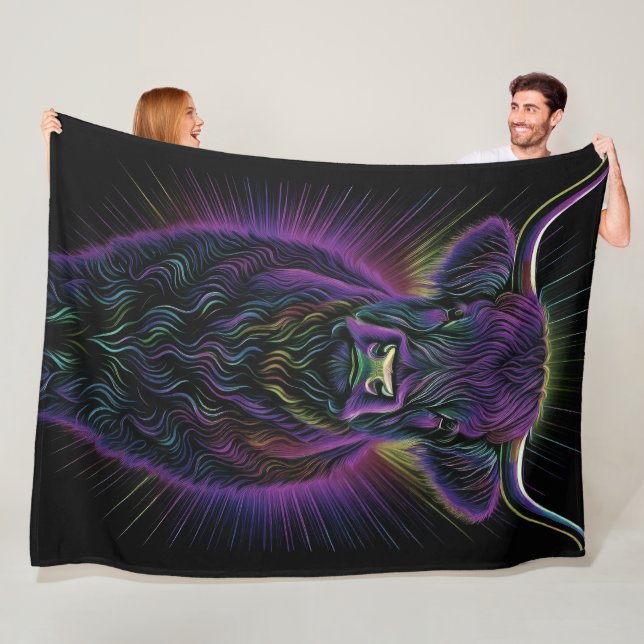 Abstrakter farbiger Zeichn einer Hochlandkuh Fleecedecke (Beispiel)