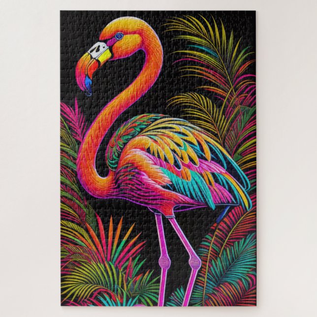 Abstrakter farbiger Zeichn eines Flamingo (Vertikal)
