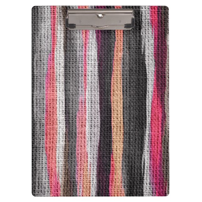 Abstrakter Farbpinsel Rustikaler Burlap #23 Klemmbrett (Vorderseite)