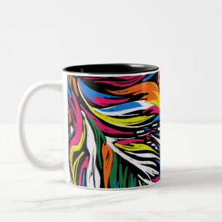 Abstrakter Federfarbdruck Zweifarbige Tasse
