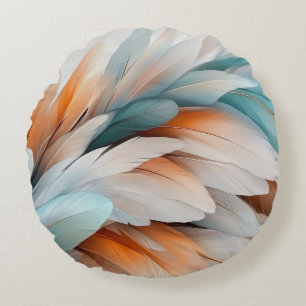 Abstrakter Federfluss – Sanfte Eleganz Rundes Kissen