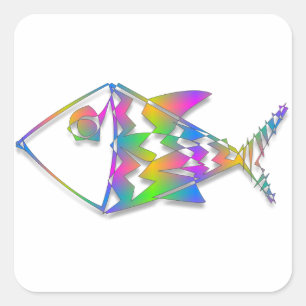 Abstrakter Fisch Quadratischer Aufkleber