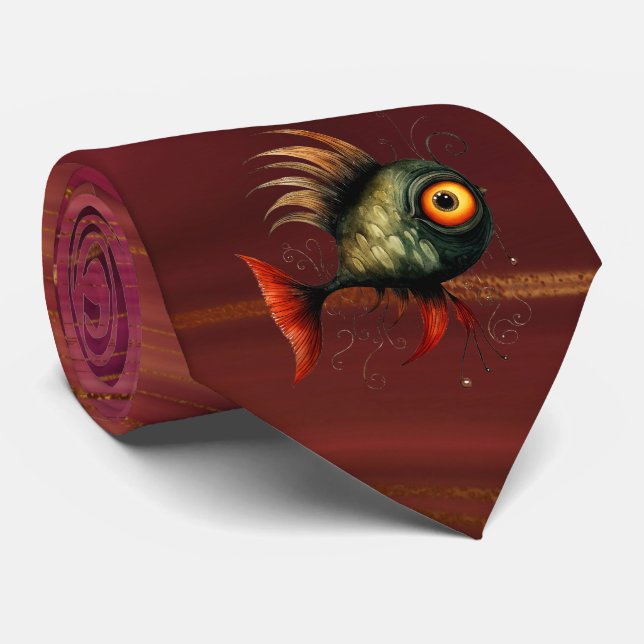 Abstrakter FischNecktie Krawatte (Gerollt)