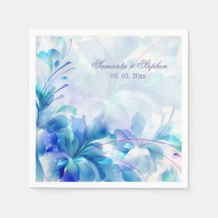 Abstrakter floraler Hintergrund Blau und Weiß Mono Serviette