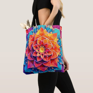 Abstrakter floraler Prismen-Energie-Druck Kunst Tasche