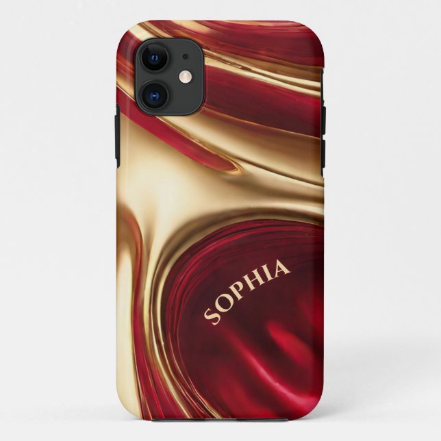 Abstrakter Flow Art-Red und Gold Case-Mate iPhone Hülle (Rückseite)