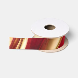 Abstrakter Flow Art-Red und Gold- Satinband