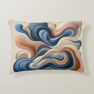 Abstrakter Fluss - Earth & Blue Ribbon Art Dekokissen