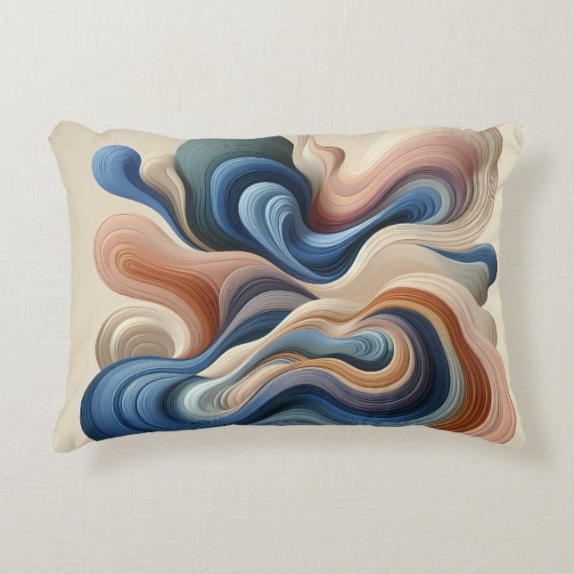 Abstrakter Fluss - Earth & Blue Ribbon Art Dekokissen (Vorderseite)