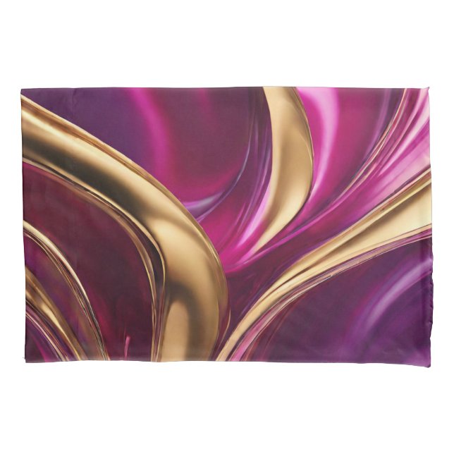 Abstrakter Fluss Kunst-Fuchsia Lila und Gold- Kissenbezug (Vorderseite)