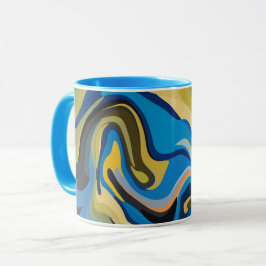 Abstrakter Fluss von Blu- und Erdtönen Tasse