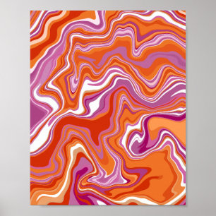Abstrakter Fluss von Orange und Lila Blüten Poster