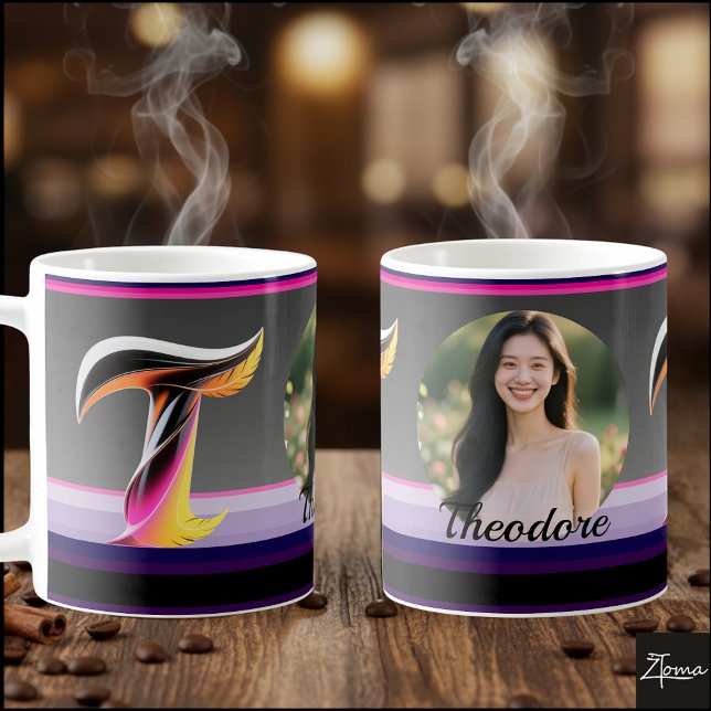 Abstrakter flüssiger Buchstabe T Neonfeder Kaffeetasse (This is a sample design. There are several models to choose from, with the name and color changed.
)
