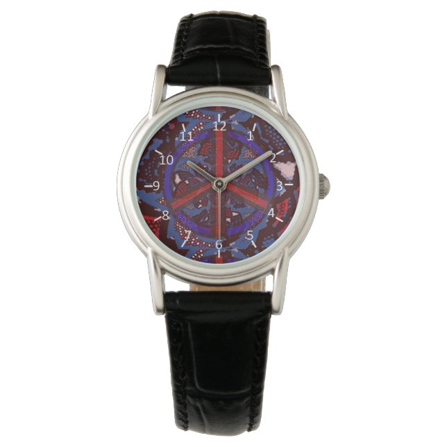 Abstrakter Frieden Armbanduhr (Vorderseite)