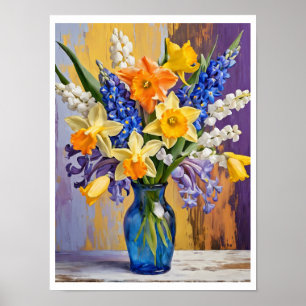 Abstrakter Frühling Blumenstrauß Poster