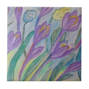 Abstrakter Frühling Crocus Keramik Tile Fliese
