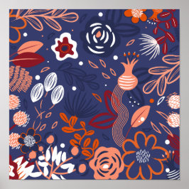 Abstrakter Frühling Lila Blumenmuster Poster