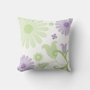 Abstrakter Frühlings-Grün-Lavendel-Funky Blumen Kissen