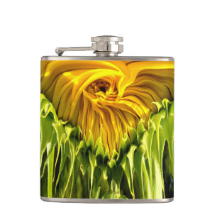 Abstrakter funky Retro Sonnenblume, erschreckende  Flachmann