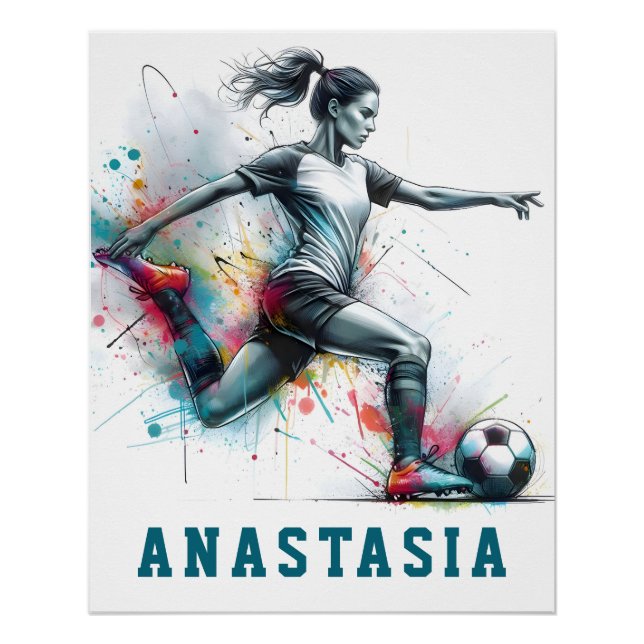 Abstrakter Fußballspieler in Actionfußball Poster (Vorderseite)