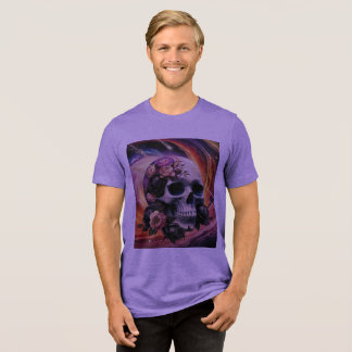 Abstrakter Galaktischer Vintager Skull Tri-Blend Shirt
