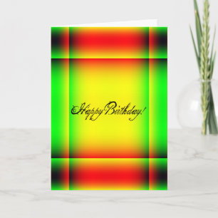 Abstrakter Geburtstag, Rot, Grün und Gelb Karte