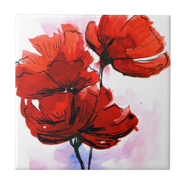 Abstrakter gemalter Blumenhintergrund 2 Fliese (Vorderseite)