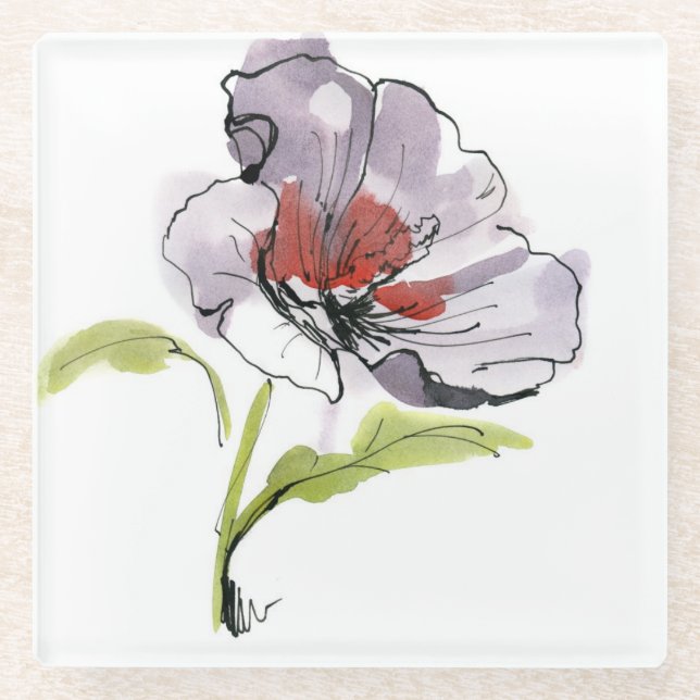 Abstrakter gemalter Blumenhintergrund 3 Glasuntersetzer (Vorderseite)